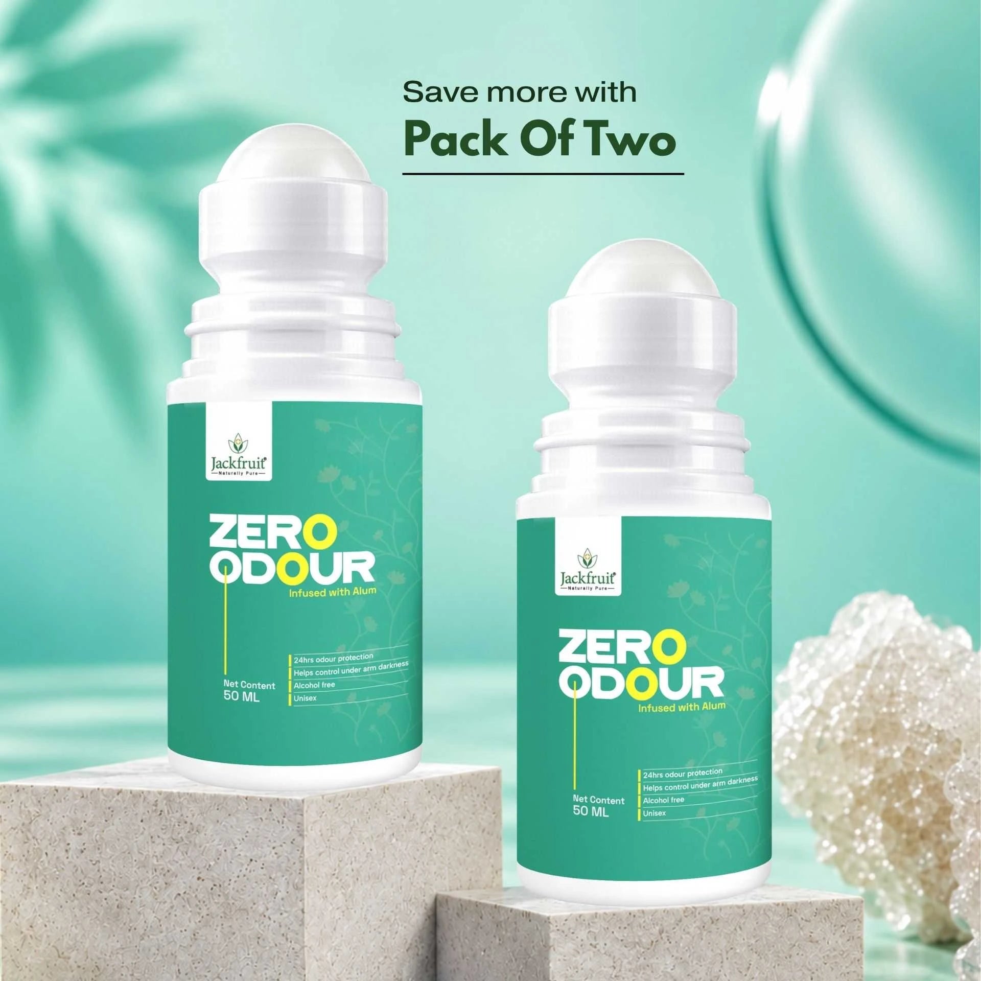Zero Odour Under Arm Roll-on| Alum Powered Odour Protection | Help Reduce Underarm Darkness | For Men & Women | 24 hrs Odour Protection